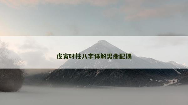 戊寅时柱八字详解男命配偶