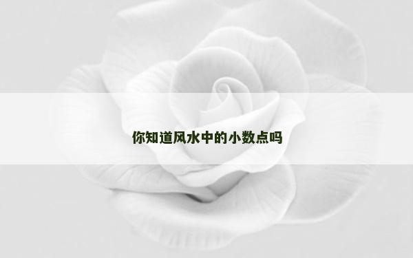 你知道风水中的小数点吗
