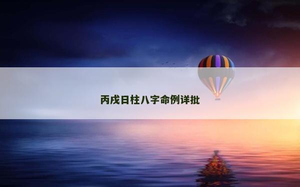 丙戌日柱八字命例详批