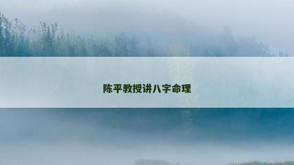 陈平教授讲八字命理