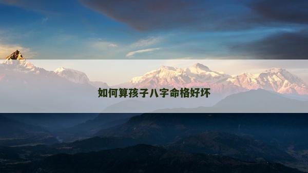 如何算孩子八字命格好坏