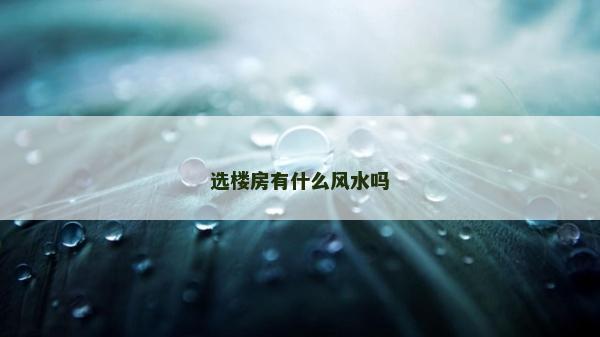 选楼房有什么风水吗