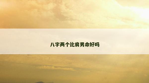 八字两个比肩男命好吗
