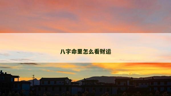 八字命里怎么看财运