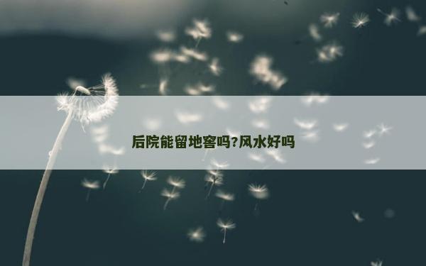 后院能留地窖吗?风水好吗