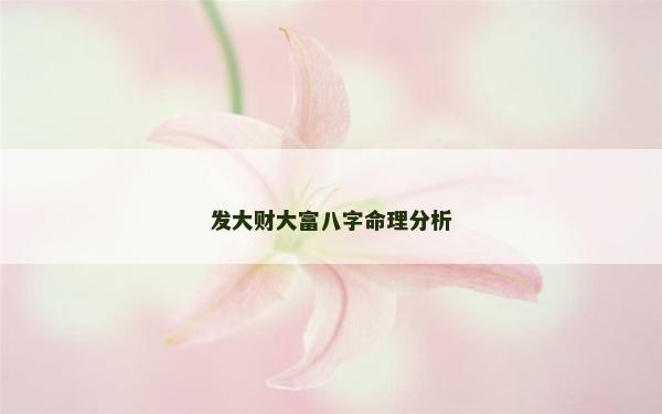发大财大富八字命理分析