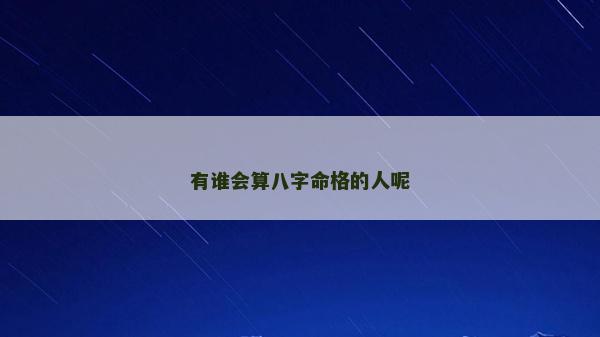有谁会算八字命格的人呢