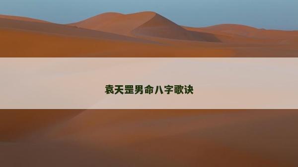袁天罡男命八字歌诀
