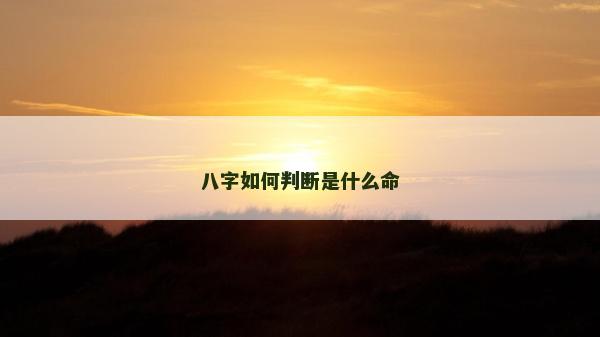 八字如何判断是什么命