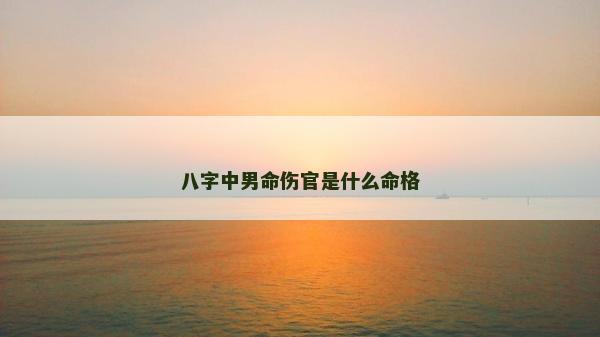 八字中男命伤官是什么命格