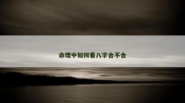 命理中如何看八字合不合