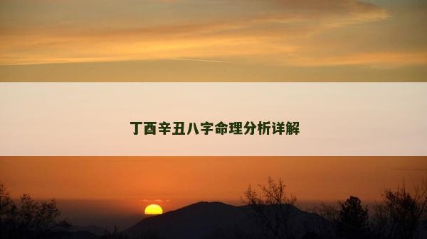 丁酉辛丑八字命理分析详解