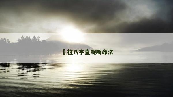 罒柱八字直观断命法