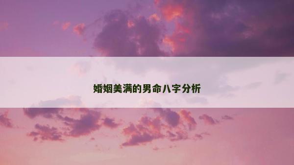 婚姻美满的男命八字分析