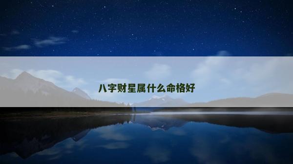 八字财星属什么命格好