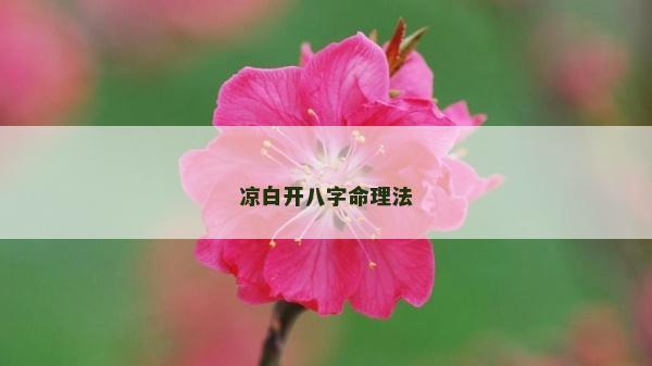 凉白开八字命理法