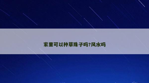 家里可以种草珠子吗?风水吗