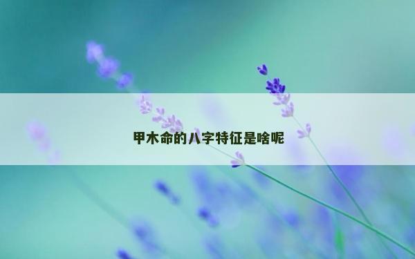 甲木命的八字特征是啥呢