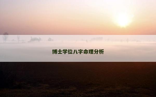 博士学位八字命理分析