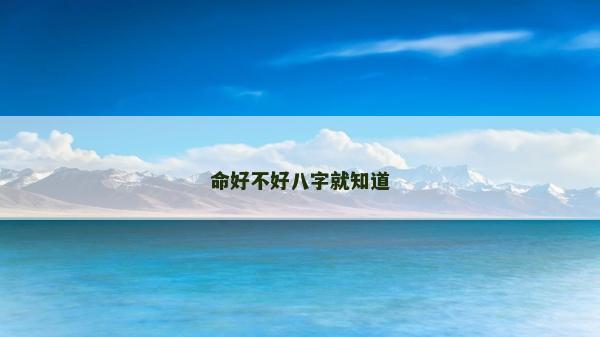 命好不好八字就知道