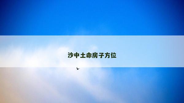 沙中土命房子方位
