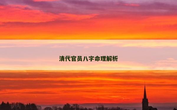 清代官员八字命理解析
