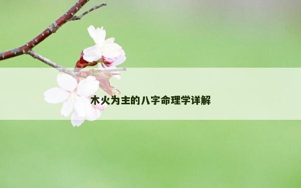 木火为主的八字命理学详解