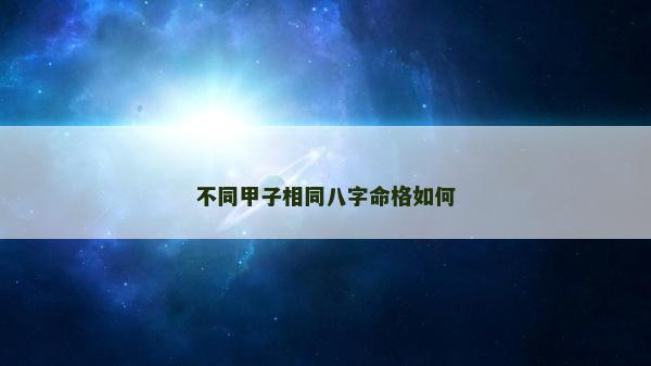 不同甲子相同八字命格如何