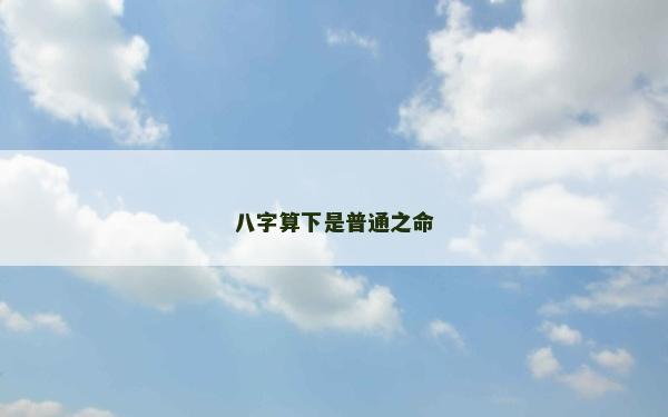 八字算下是普通之命