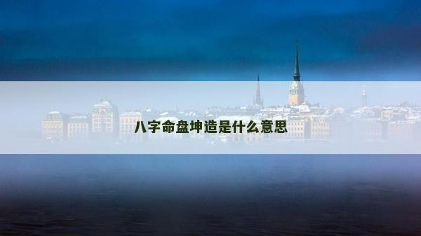 八字命盘坤造是什么意思