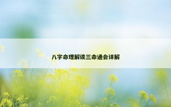 八字命理解读三命通会详解