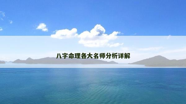 八字命理各大名师分析详解