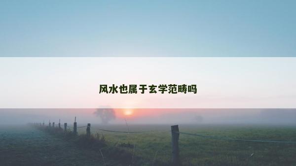 风水也属于玄学范畴吗