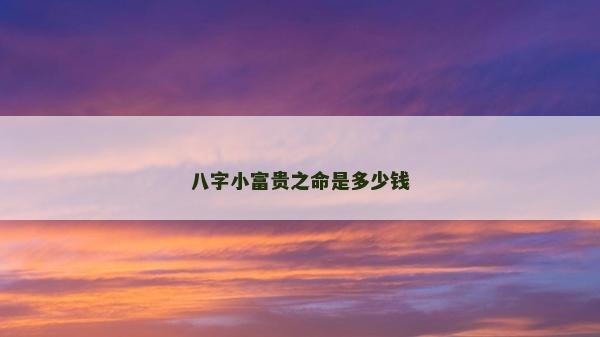 八字小富贵之命是多少钱