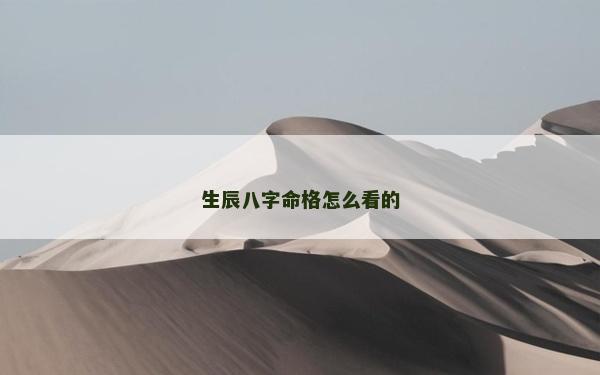 生辰八字命格怎么看的