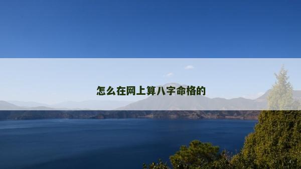 怎么在网上算八字命格的