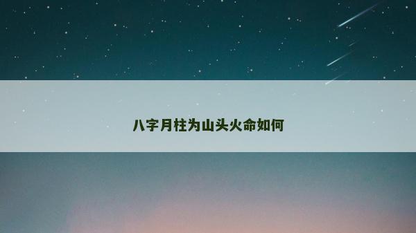 八字月柱为山头火命如何