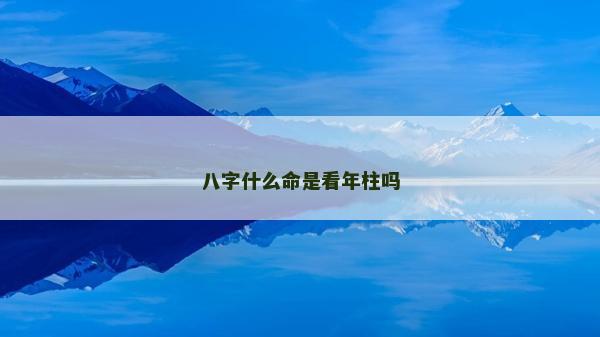 八字什么命是看年柱吗