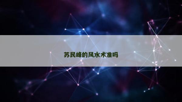 苏民峰的风水术准吗