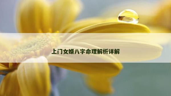 上门女婿八字命理解析详解