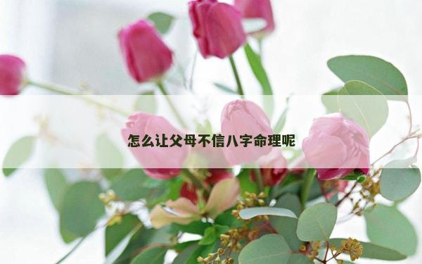 怎么让父母不信八字命理呢