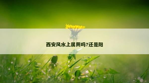 西安风水上属阴吗?还是阳