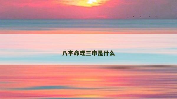 八字命理三申是什么
