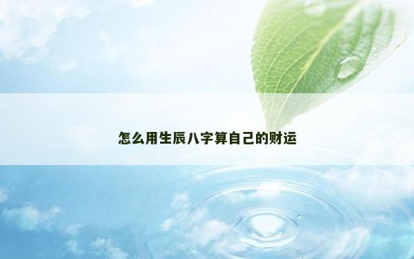 怎么用生辰八字算自己的财运