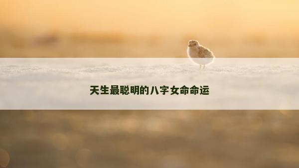天生最聪明的八字女命命运